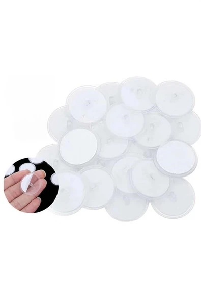 ETT 20 Adet Şeffaf Yuvarlak Disk Yapışkan - 3 Cm Çaplı Güçlü Sabitleyici ürün görseli 1