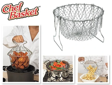 ETT Chef Basket Çok Fonksiyonlu Pratik Süzgeç - Buharda Pişirme ve Kızartma ürün görseli 1