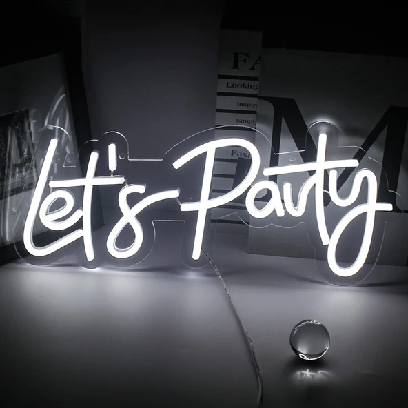 ETT LET'S PARTY Neon LED Tabela 45x19 cm - Pilli Parti & Bar Işığı ürün görseli 1