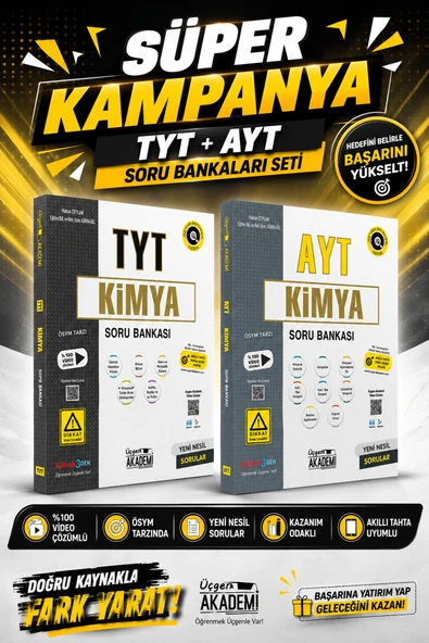 Üçgen Akademi Süper Kampanya TYT+AYT Kimya Soru Bankası -2 Kitap ürün görseli 1