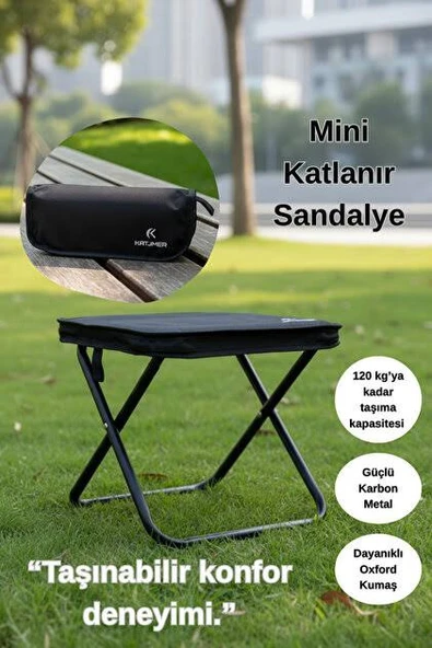 KATJMER Cüzdan Boy Mini Katlanır Kamp Sandalyesi - 120 kg Kapasiteli Taşınabilir Tabure ürün görseli 1