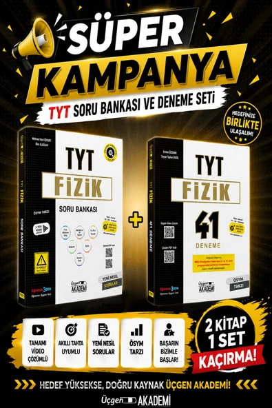 Üçgen Akademi Süper Kampanya TYT Fizik Soru Bankası  + 41 Deneme ürün görseli 1