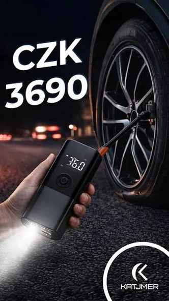 KATJMER Taşınabilir Dijital Hava Kompresörü 150 PSI Şarjlı Lastik Şişirme Pompası Powerbank ve LED Işıklı ürün görseli 1