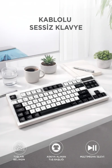 Kablolu Klavye Rgb Işıklı Sessiz Q Klavye TK12 ürün görseli 1