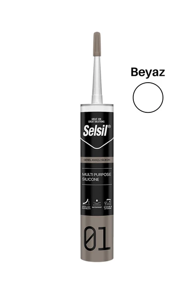 Selsil Beyaz Renk Genel Amaçlı Silikon 280 gr ürün görseli 1