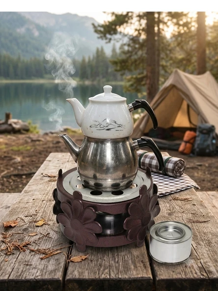 Osmanlı Ocağı Dekoratif Servis Ocağı Metal Çaydanlık ve Cezve Isıtıcı, Outdoor ve Ev Kullanımı İçin ürün görseli 1