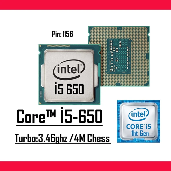 Intel Core i5 650 3,2 GHz 4 MB Cache 1156 Pin İşlemci ürün görseli 1