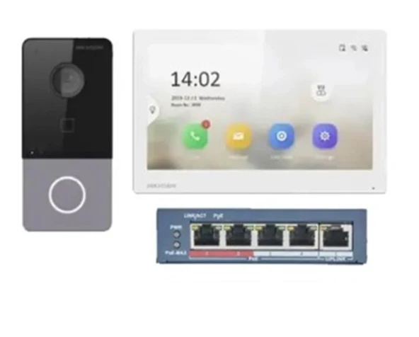 Hikvision DS-KIS213 7" 4 Tellli Analog Vİdeo İnterkom Kit ürün görseli 1