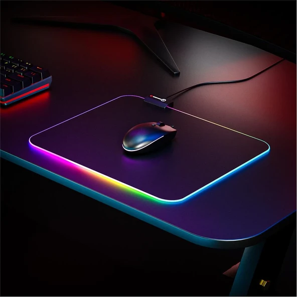 Rampage Pulsar MP-21 Siyah 252-328-3mm RGB Ledli Gaming Mouse Pad ürün görseli 1