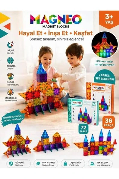 Magneo 36 Parça Magnetic Blocks - Resim 2