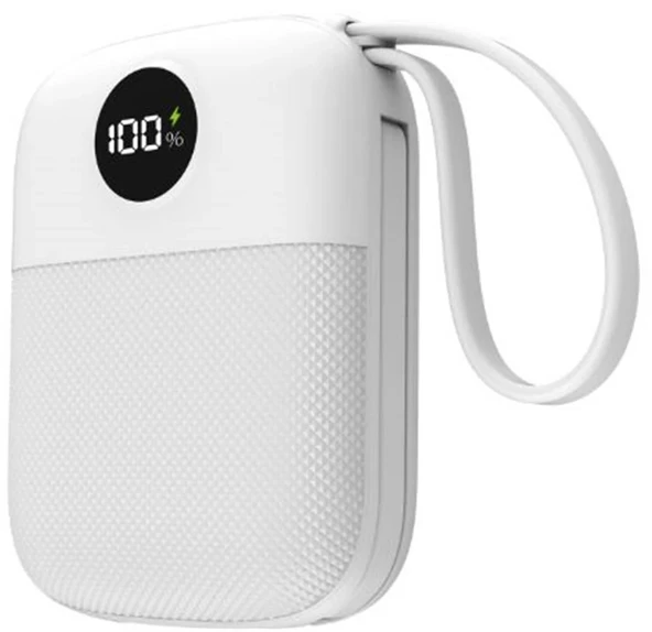 S-link MP110 10000mAh PD22.5W Type-C+Lightning Kablolu Beyaz  Pil Şarj Cihazı Powerbank ürün görseli 1