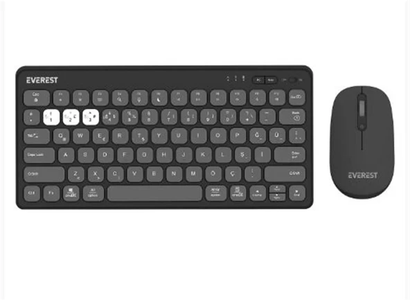 Everest LUMI KM-BT903 Gri 3in1 3 BT + 2.4 1600dpi  Q 4 Cihaz Bağlantılı Kablosuz Klavye + Mouse Set ürün görseli 1