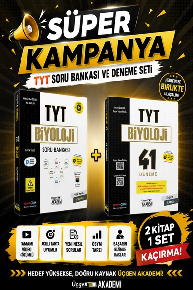 Üçgen Akademi Süper Kampanya TYT Biyoloji Soru Bankası  + 41 Deneme ürün görseli 1