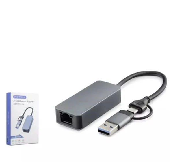 HADRON HDX7852 ETHERNET CARD USB2.0 + TYPE-C 2.5 Gigabit ürün görseli 1