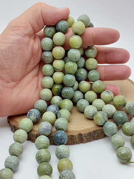 Peridot (Zebercet) Taşı Bal Peteği Faset Kesim Dizi 14mm(62270) ürün görseli 1