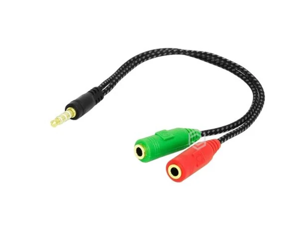 Frisby FA-6632AC 2 x 3.5mm Stereo Dişi - 4pin 3.5mm Stereo Erkek Y Kablo ürün görseli 1