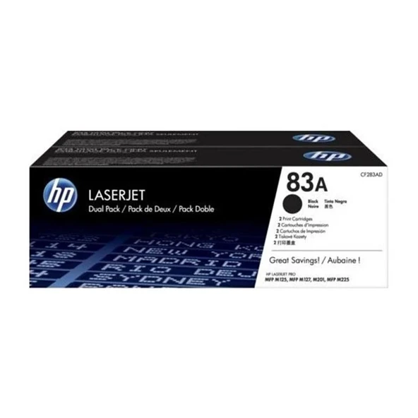 HP 83AF Black Siyah Çiftli 1.500 Sayfa Toner CF283AF ürün görseli 1