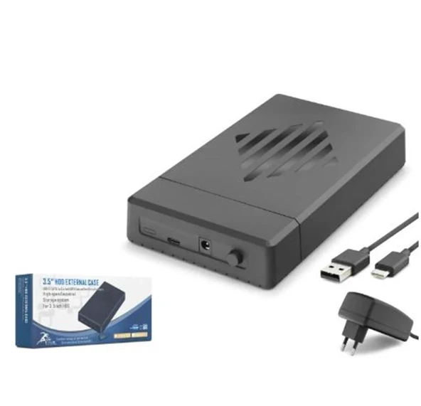 HADRON HDX1794 3.5 İnç SATA HDD Harici Disk Kutusu USB 2.0 Type-C - Siyah ürün görseli 1