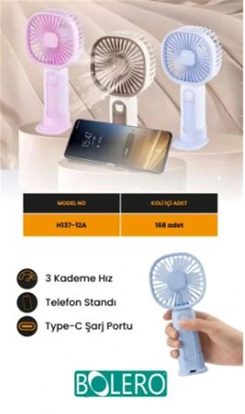 Feny FN-F25 Krem-Açık Kahve Kademeli Ultra Sessiz Şarjlı Taşınabilir,Standlı 500Mah Mini El Fanı ürün görseli 1