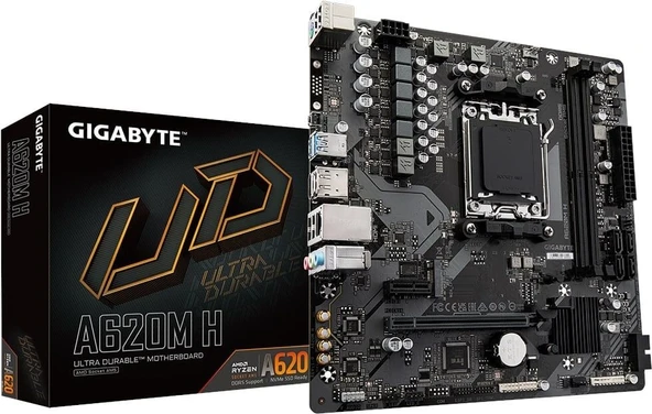 GIGABYTE A620M H AMD A620 AM5 DDR5 6400 OC MHz mATX M.2 Anakart ürün görseli 1