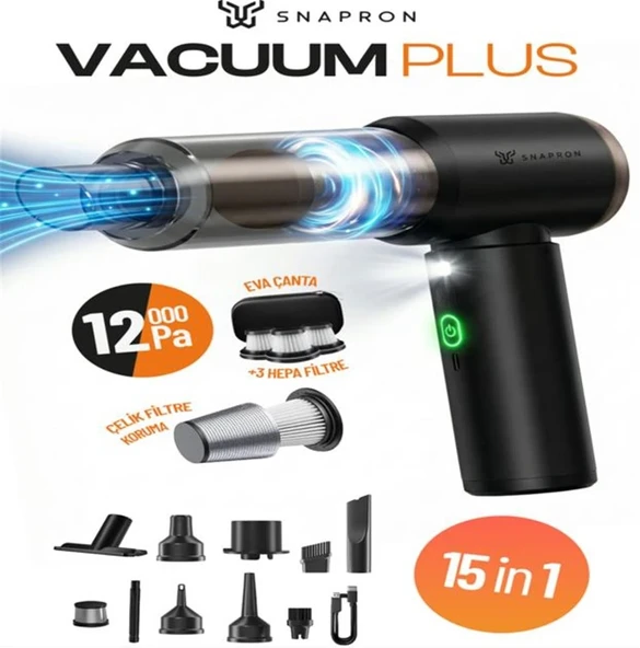 Snapron SNV-3002 12000PA 2000Mah 9in1 Güçlü Vakum Ve Üflemeli Şarjlı Katlanabilir Araç Süpürgesi ürün görseli 1