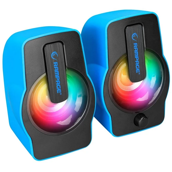 Rampage RMS-G7 FALSETTO 2.0 6 Watt RGB Ledli Mavi Multimedia Gaming USB Speaker ürün görseli 1
