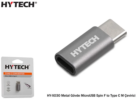 Hytech HY-XO30 Gümüş Metal Gövde MicroUSB 5pin F to Type C M Çevirici ürün görseli 1