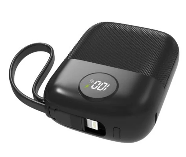 S-link MP110 10000mAh PD22.5W Type-C+Lightning Kablolu Siyah  Pil Şarj Cihazı Powerbank ürün görseli 1