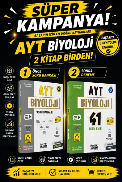 Üçgen Akademi Süper Kampanya AYT Biyoloji Konu Özetleri  + 41 Deneme ürün görseli 1