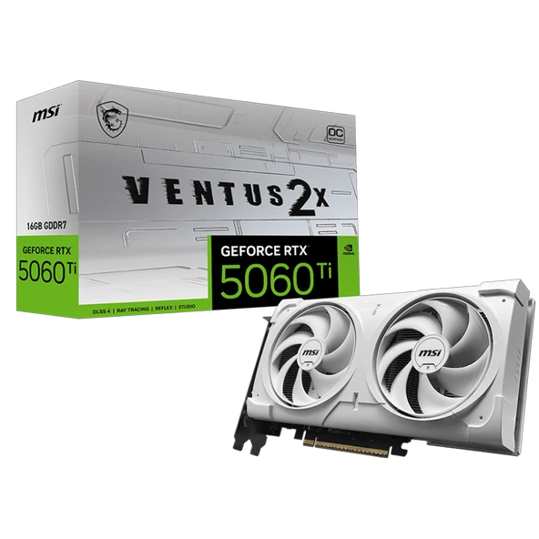 MSI GeForce RTX 5060TI 16GB VENTUS 2X OC WHITE PLUS GDDR7 128Bit DX12 Ekran Kartı ürün görseli 1