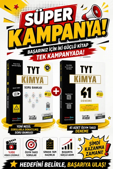 Üçgen Akademi Süper Kampanya TYT Kimya Soru Bankası  + 41 Deneme ürün görseli 1