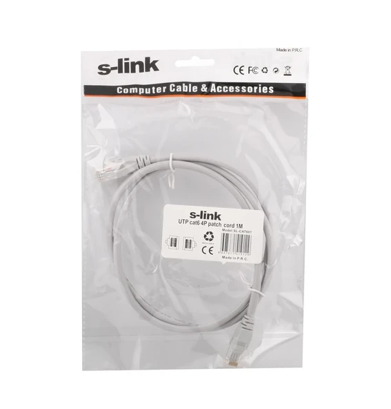 S-link sl-cat601 Cat6 1mt Gri Utp Patch Kablo ürün görseli 1