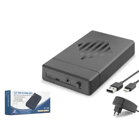 HADRON HDX1795 3.5 İnç SATA HDD Harici Disk Kutusu USB 3.0 Type-C - Siyah ürün görseli 1