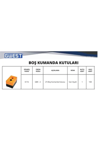 Gwest İkili Boş Kumanda/Buton Kutusu GBK-2 6116 ürün görseli 1