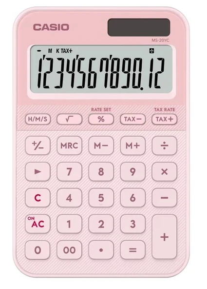 Casio MS-20YC-LP 12 Hane Açık Pembe Masa Üstü Hesap Makinesi ürün görseli 1