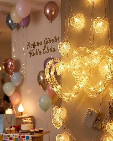 Nevamel® Romantik Kalp LED Işık Neon Görünümlü Dekoratif Oda Lambası ürün görseli 1