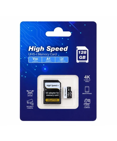 ELBA High Speed 128GB A1 V30 U3 Micro Hafıza Kartı Class10 ürün görseli 1