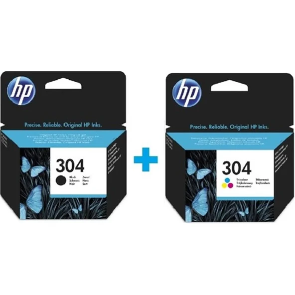 HP N9K05AE + N9K06AE 304  Siyah + Renkli Kartuş Seti ürün görseli 1