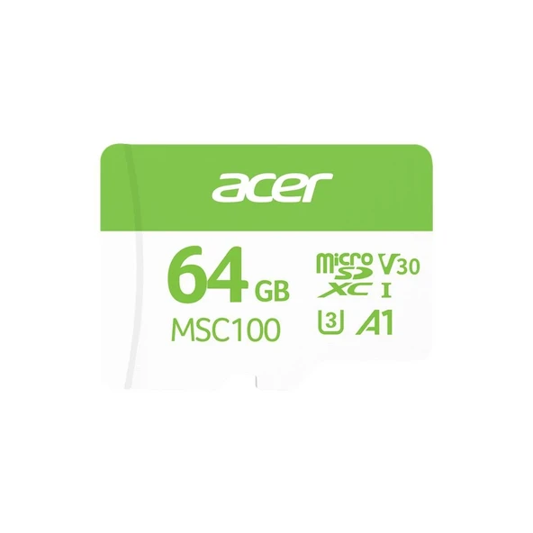 Acer MSC100 64GB microSD U3 V30 A1 Aksiyon Kamera & Güvenlik Kamerası Uyumlu ürün görseli 1