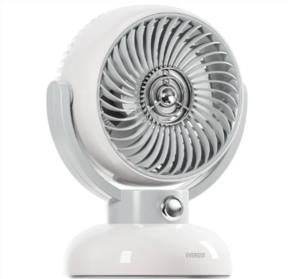 Everest EFN12 Krem 1200mAh 3 Hız Kademe Led Işıklı Retro Masaüstü Usb Fan ürün görseli 1
