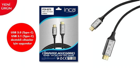 Itch-02tx Type C To Hdmı 4k Altın Uçlu Kablo 2 metre ürün görseli 1