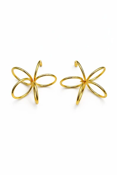 Floré Gold Çivi Küpe - Resim 2