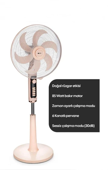 Geseus Troya 6 Kanatlı 18 İNÇ. 85W Güçlü Vantilatör - Resim 4