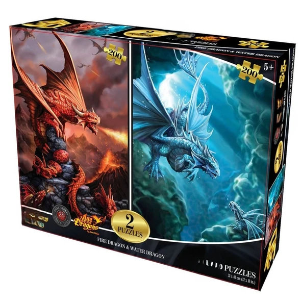Ateş Ejderhası ve Su Ejderhası İkili Puzzle 200 Parça ürün görseli 1