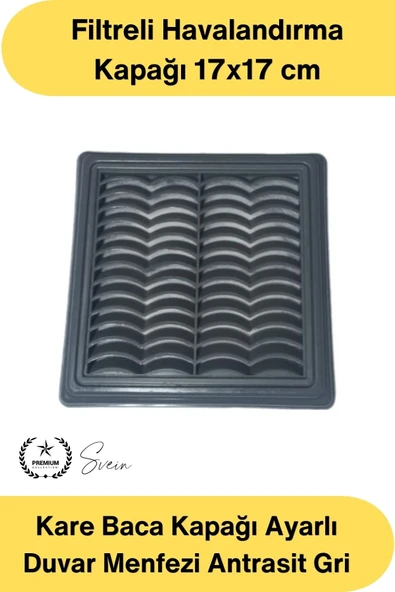 #Menfez Kare Baca Kapağı Ayarlı Duvar Menfezi Antrasit Gri Filtreli Havalandırma Kapağı Plastik Ventilasyon Paneli Toz B ürün görseli 1