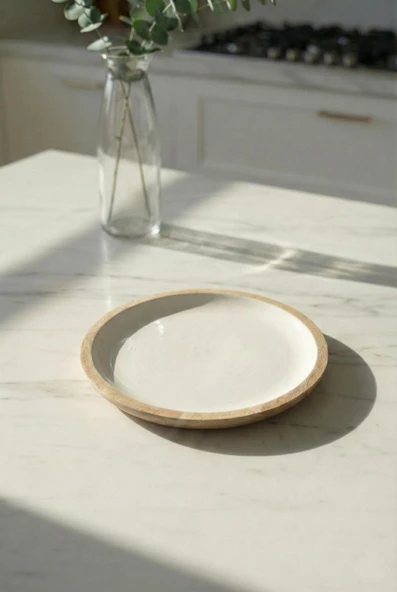 Mango Agacı Pasta Tabağı & Sunum Tabağı 20 Cm Krem ürün görseli 1