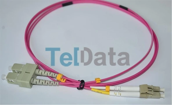 TELDATA TLD-SCLCOM41 SC-UPC-LC-UPC MM DX OM4 1 METRE FIBER OPTIK PATCHCORD ürün görseli 1