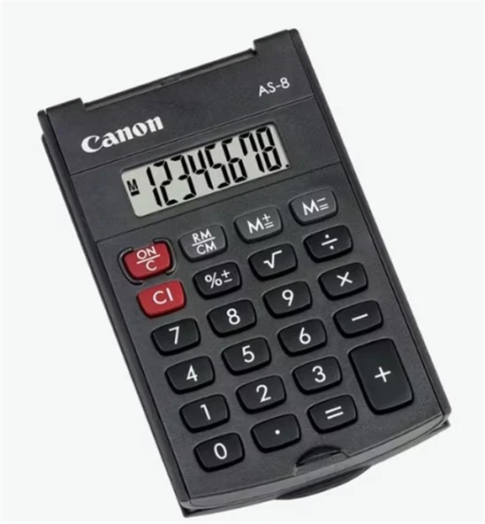 Canon AS-8 8 Hane Cep Tipi Kapaklı Hesap Makinesi ürün görseli 1