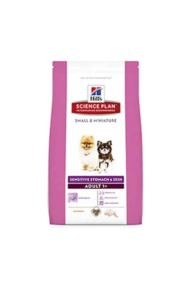 HİLLS SMALL&MİNİ SENSİTİVE STOMACH&SKİN(HASSAS MİDE VE DERİ) TAVUK ETLİ YETİŞKİN KÖPEK MAMASI 1,5KG ürün görseli 1