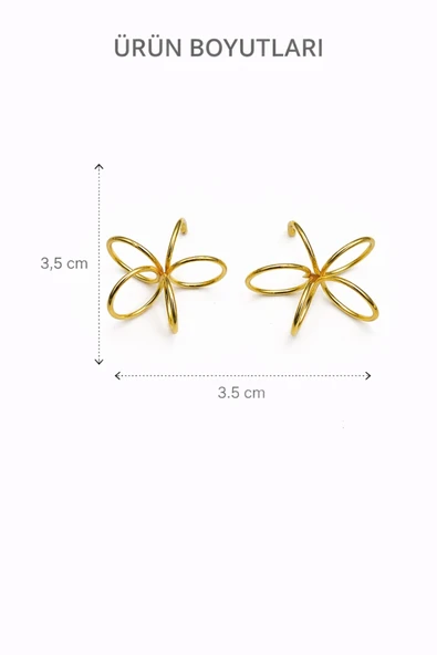Floré Gold Çivi Küpe - Resim 3